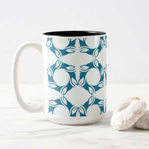 Blaue Petal Moderne Geometrie Zweifarbige Tasse