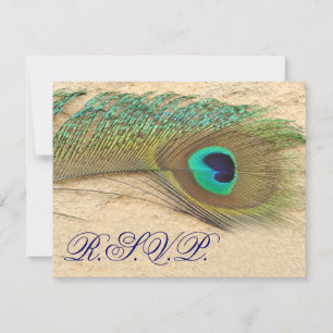 blaue Pfau-uAwgkarten RSVP Karte