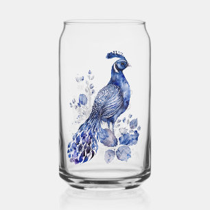 Blaue Pfaue im Delft-Stil mit Blume Dosenglas
