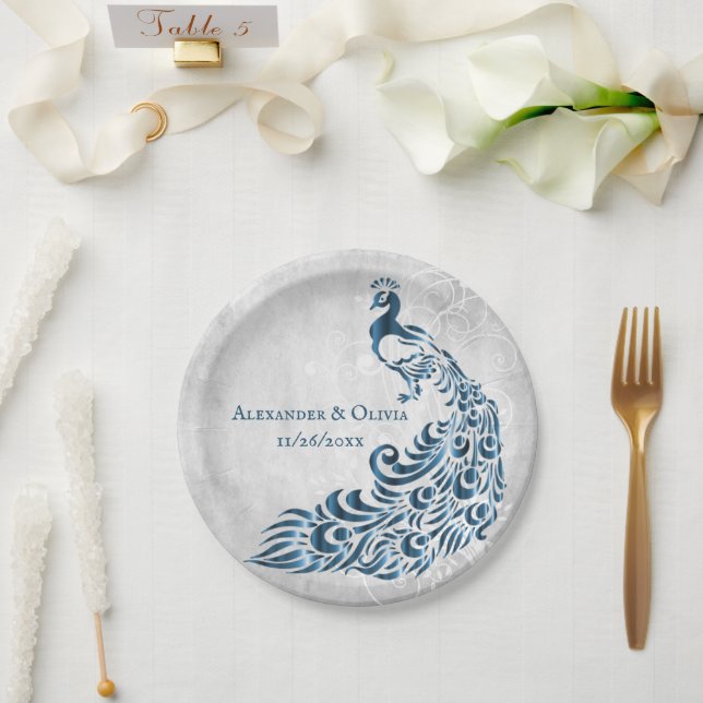 Blaue Pfauenleaf Hochzeitspapierplatte Pappteller (Hochzeit)