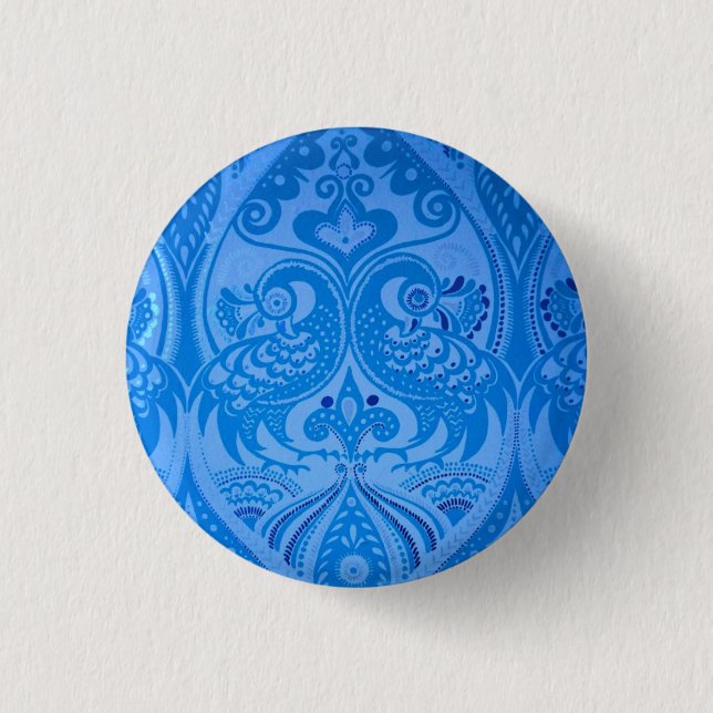 Blaue Pfauenvögel Button (Vorderseite)