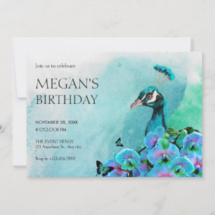 Blaue Pfauenvögel Einladung