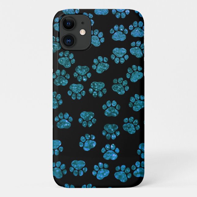 Blaue Pfeifen, Glitzer Paws, Blauer Glitzer, Hunde Case-Mate iPhone Hülle (Rückseite)