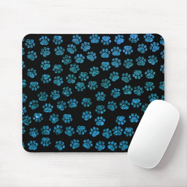 Blaue Pfeifen, Glitzer Paws, Blauer Glitzer, Hunde Mousepad (Mit Mouse)