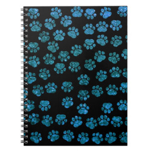 Blaue Pfeifen, Glitzer Paws, Blauer Glitzer, Hunde Notizblock