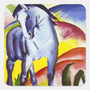 Blaue Pferdeaufkleber Franz Marcs Quadratischer Aufkleber