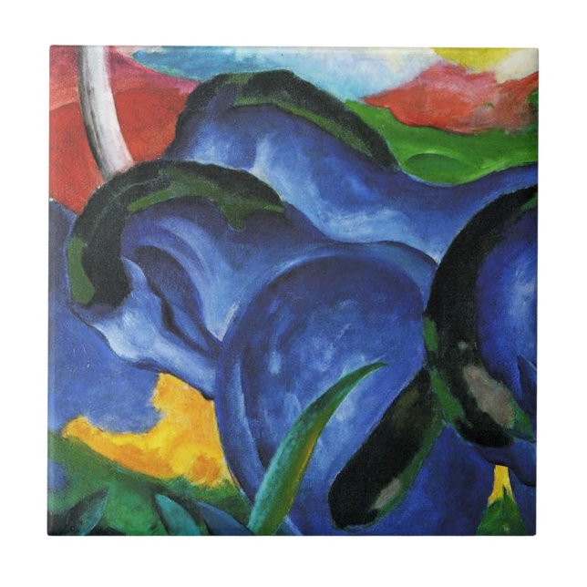 Blaue Pferdefliese Franz Marcs Fliese (Vorderseite)