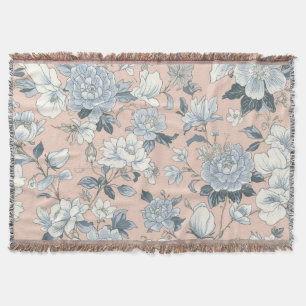 Blaue Pfingstrosen Pfirsich Botanisch Vintage Blum Decke