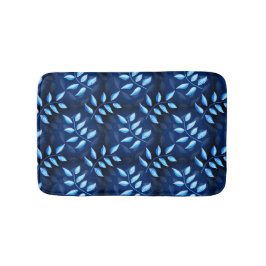 Blaue Pflanze dunkles botanisches Muster Badematte