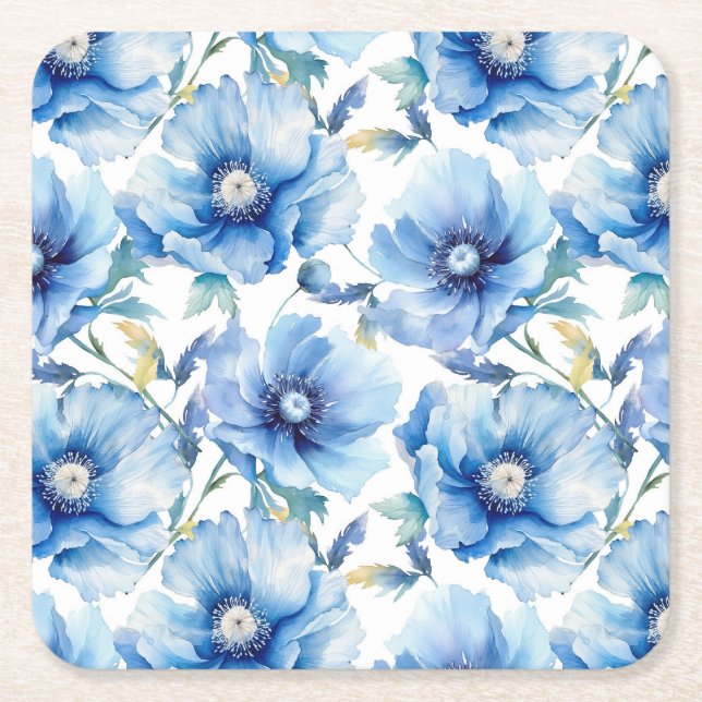 Blaue Pflaume-Blume Rechteckiger Pappuntersetzer (Vorderseite)
