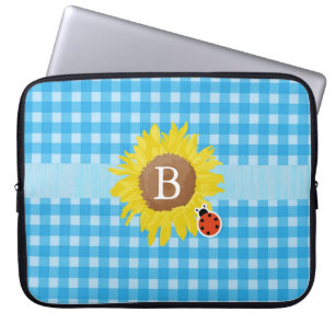 Blaue Pflaumen im Landstil, Sonnenblumen, Monogram Laptopschutzhülle