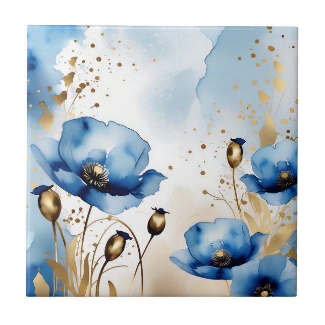 Blaue Pflaumen in Wasserfarbe Fliese (Vorderseite)