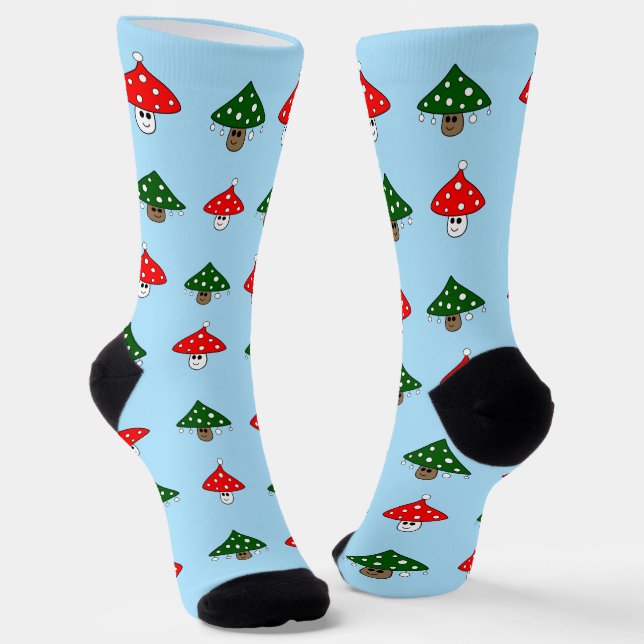 Blaue Pilzsocken für die Crew Socken (Gewinkelt)