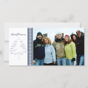 Blaue Pine Tree und Schneeflocken Frohe Weihnachte Feiertagskarte