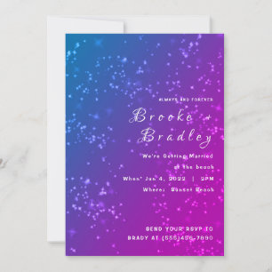 Blaue Pink Stardust Hochzeit Einladung