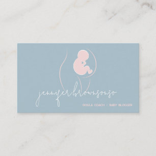 Blaue Pink Unique Doula Geburtscoach Schwanger Visitenkarte