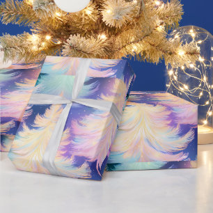 Blaue Pink Weiße Goldene Bäume Moderne Weihnachten Geschenkpapier