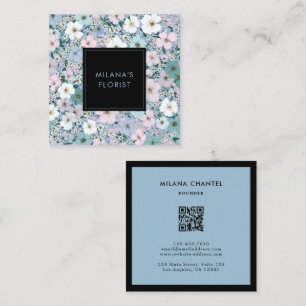Blaue Pink Weiße Moderne Trendige Blume Florist Quadratische Visitenkarte