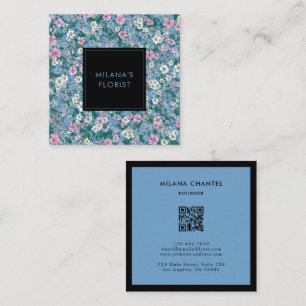 Blaue Pink Weiße Moderne Trendige Blume Florist Quadratische Visitenkarte