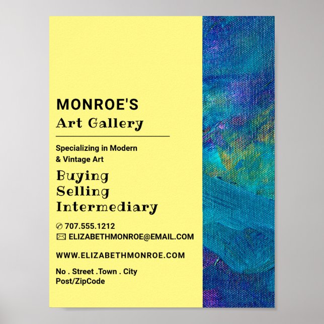 Blaue Pinselstriche, Kunsthändler, Galerienwerbung Poster (Vorne)