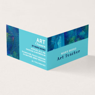 Blaue Pinselstriche, Kunstlehrer, im Detail Visitenkarten