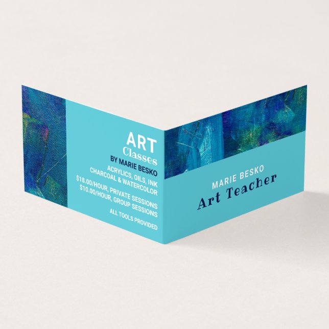 Blaue Pinselstriche, Kunstlehrer, im Detail Visitenkarten (Vorderseite)