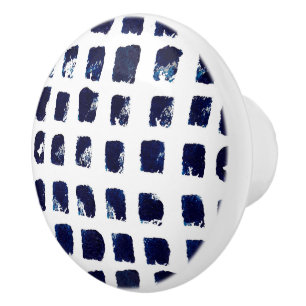 Blaue Pinselstriche Stroke Painting Muster Keramikknauf