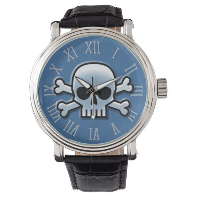 Blaue Piratenflagge Armbanduhr (Vorderseite)