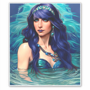 blaue Pisces Meerjungfrauen-Königin Original-Fanta Aufkleber