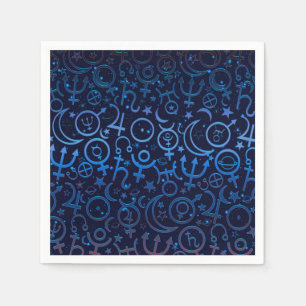 Blaue planetare Symbole Mystisches Universum Plane Serviette