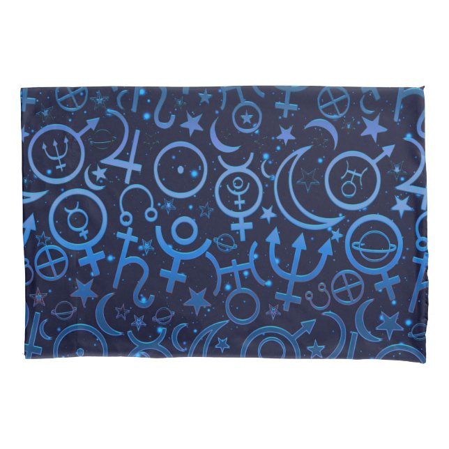 Blaue Planetensymbole Mystical Universe Planets Kissenbezug (Vorderseite)
