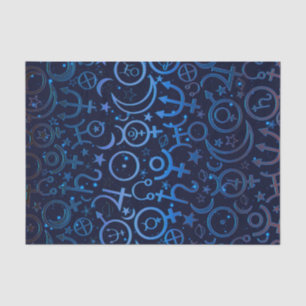 Blaue Planetensymbole Mystisches Universum Planete Seidenpapier