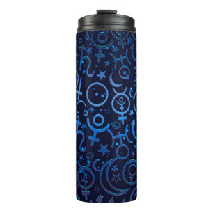 Blaue Planetensymbole Mystisches Universum Planete Thermosbecher