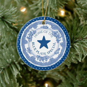 Blaue Platte Spezialnostalgie kulinarisches Weihna Keramik Ornament