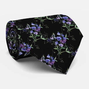 Blaue Platterbsen Gartenmuster Blume Krawatte