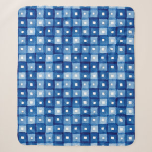 Blaue Plätze, Aquarellfarben Nahtloses Mosaik. Sherpadecke