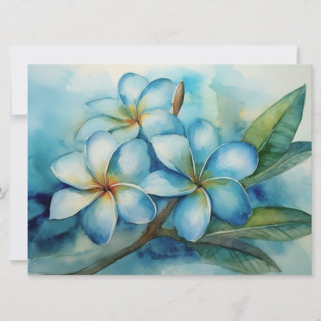 Blaue Plumeria Karte (Vorderseite)
