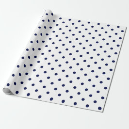 Blaue Polka-Dot auf weißem großen Raum Geschenkpapier