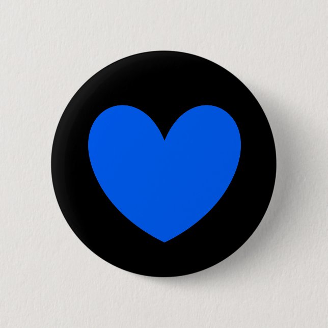 Blaue Polka-Herzen auf schwarz Button (Vorderseite)