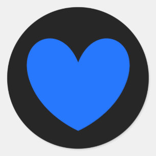 Blaue Polka-Herzen auf schwarz Runder Aufkleber