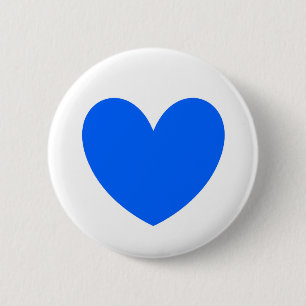 Blaue Polka-Herzen auf weiß Button