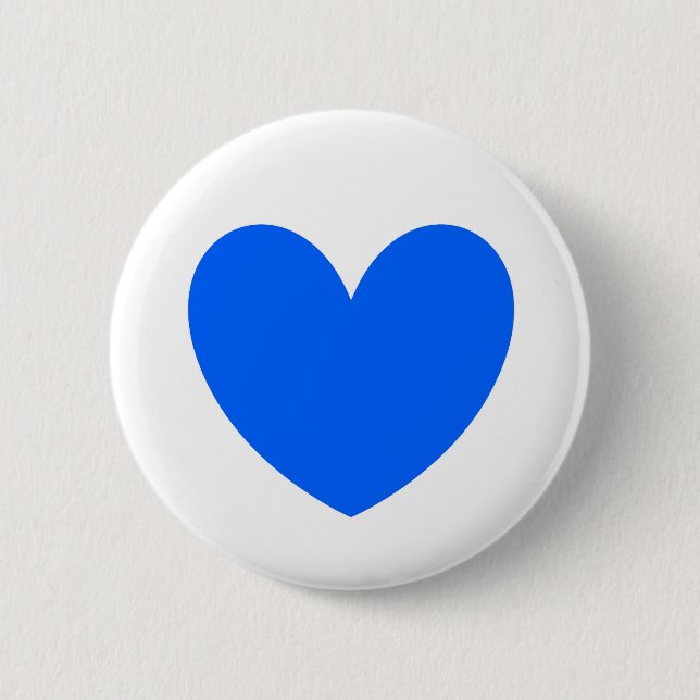 Blaue Polka-Herzen auf weiß Button (Vorderseite)