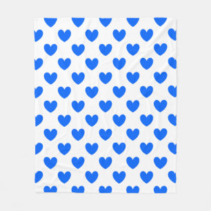Blaue Polka-Herzen auf weiß Fleecedecke
