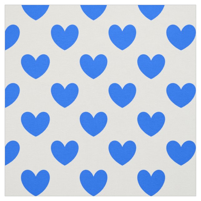 Blaue Polka-Herzen auf weiß Stoff (Muster)