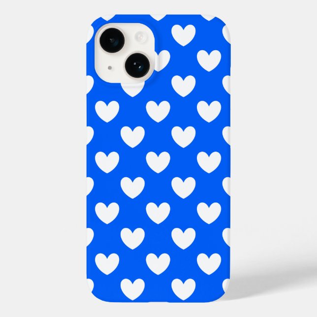 Blaue Polka-Herzen Case-Mate iPhone 14 Hülle (Rückseite)
