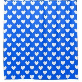 Blaue Polka-Herzen Duschvorhang