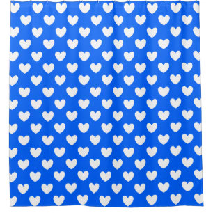Blaue Polka-Herzen Duschvorhang