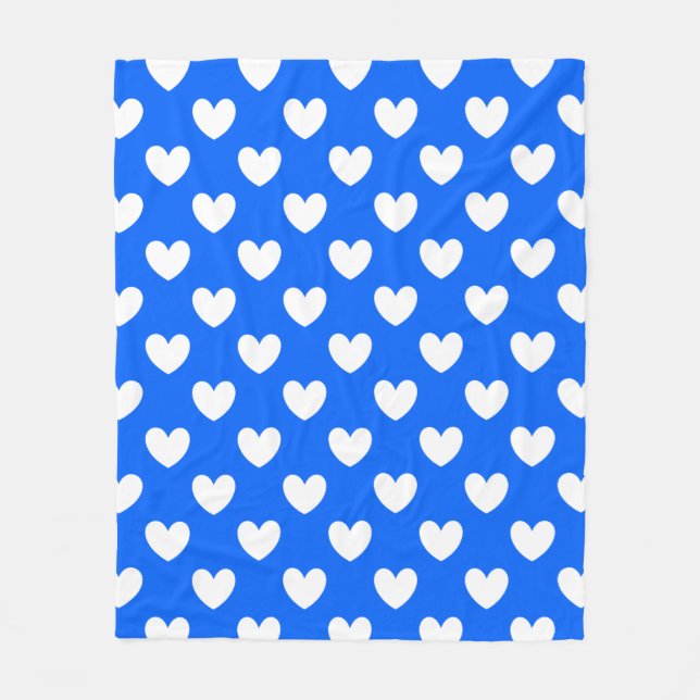 Blaue Polka-Herzen Fleecedecke (Vorderseite)