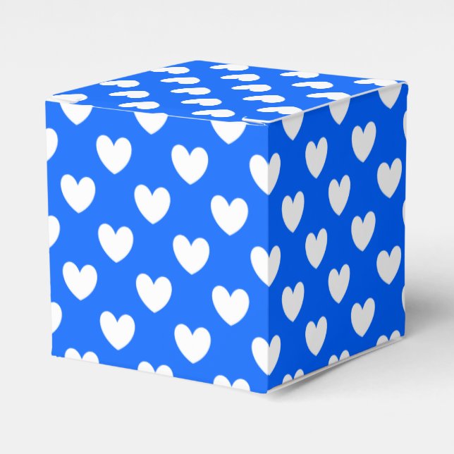 Blaue Polka-Herzen Geschenkschachtel (Vorderseite)