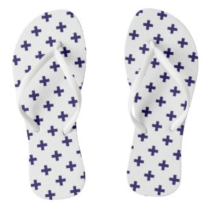 Blaue Polka-Kreuze in Weiß Flip Flops
